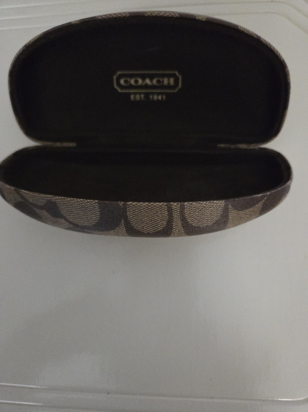 COACH Brown and Tan Signature Jacquard Eyewear Case